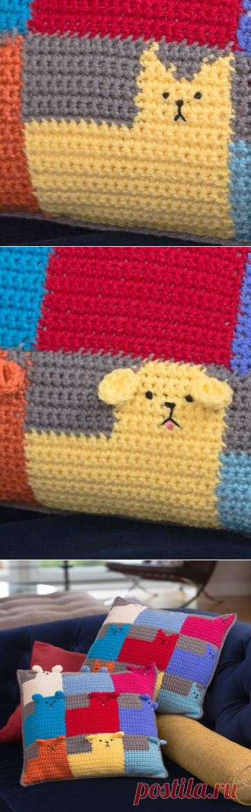 Вязаные подушки «Котята» и «Щенки» – HandMade39.ru