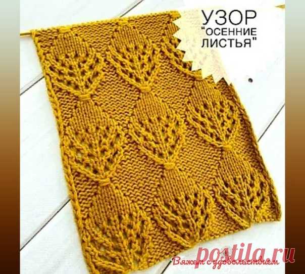 Узор спицами «Осенние листья»
#узоры_спицами