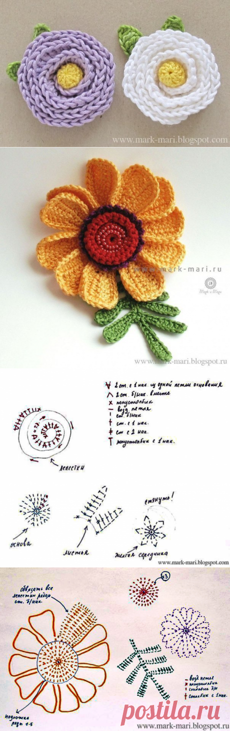 Цветы, связанные крючком — Сделай сам, идеи для творчества - DIY Ideas