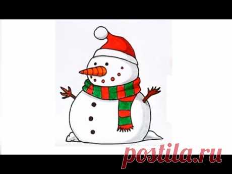 HOW TO DRAW A SNOWMAN || КАК НАРИСОВАТЬ СНЕГОВИКА