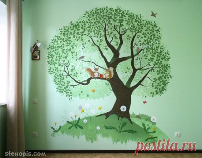 Деревья на стенах (подборка) / Декор стен / ВТОРАЯ УЛИЦА