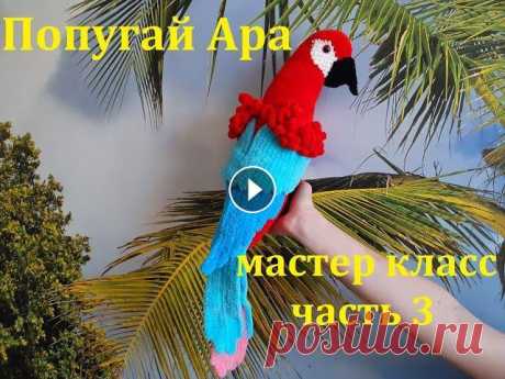 ПОПУГАЙ АРА КРЮЧКОМ, ВЯЗАННЫЙ ПОПУГАЙ, МАСТЕР КЛАСС, ЧАСТЬ 3 Вяжем крючком попугая АРА из плюшевой пряжи Himalaya Dolphin Fine (цвета: красный, голубой, синий, розовый, белый, черный), крючок №3, глаза 12 мм. На...