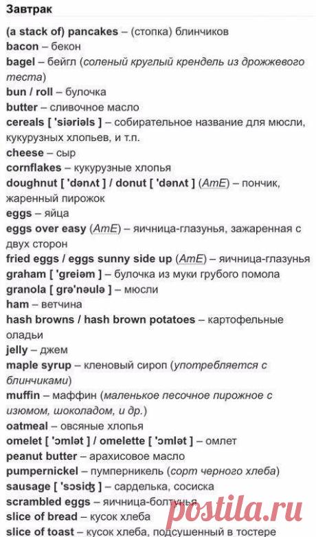 Пpoдукты питания на английсkом