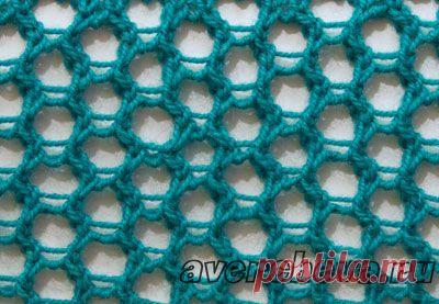 узор спицами 550 сеточка крупная 2 | каталог вязаных спицами узоров