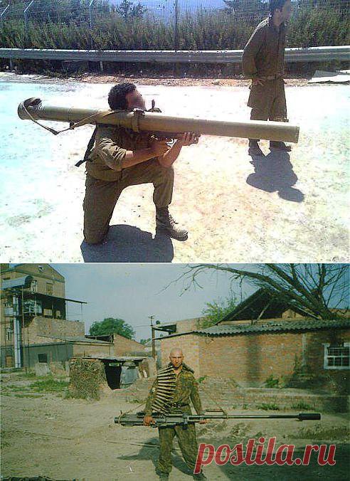 У бойца в руках предположительно авиационная пушка, в качестве средства огневой поддержки на МИ-24 и МИ-28Н "Ночной охотник".
Хорошая пушечка, мне-бы такую!!!