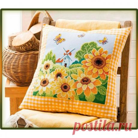 ВЫШИВКА-Подушка с подсолнухами