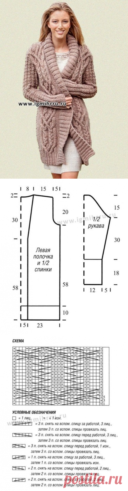 Кардиган с аранами