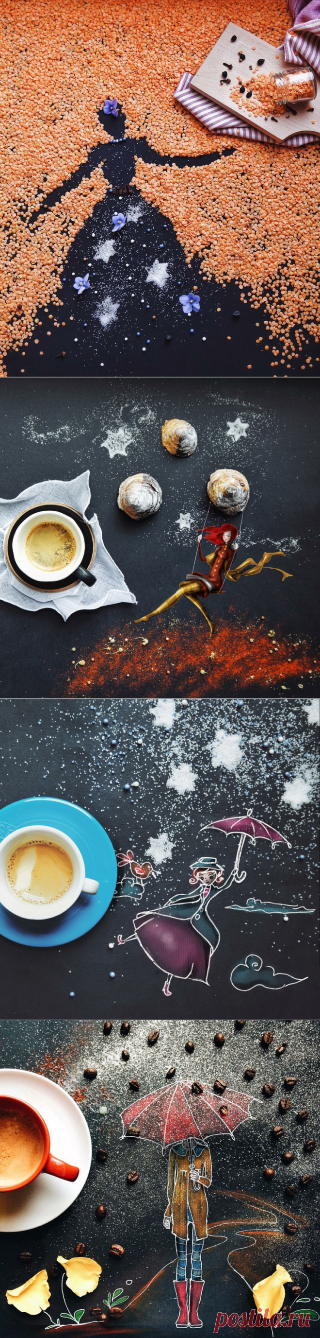 Маленькие кофейные истории-картины итальянской художницы Cinzia Bolognesi - Отраженье ясных звезд в темной воде...(БГ) — LiveJournal