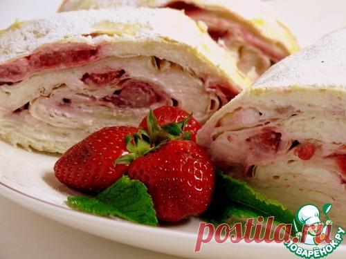 Клубнично-творожный рулет 