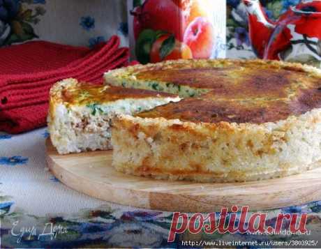 Нежный сырный пирог из лосося - рисовый слой, рыбный слой, яично-сырный соус