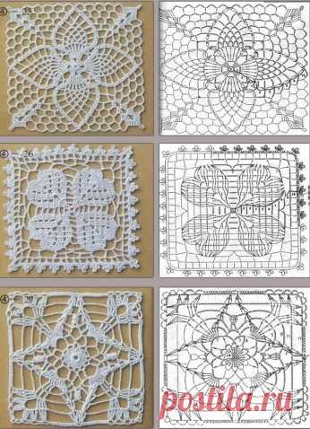 Схемы квадратных мотивов крючком