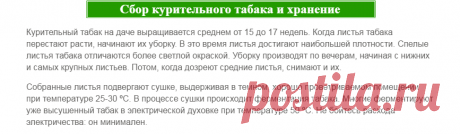 Сбор курительного табака и хранение