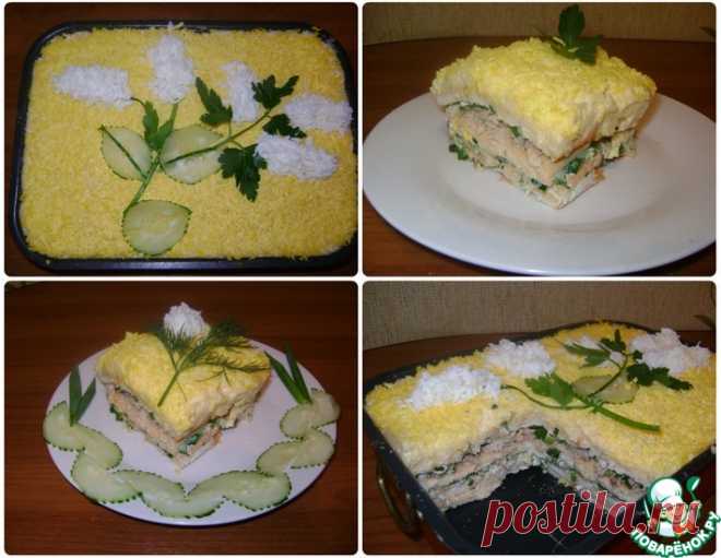 Слоёный салат с крекерами – кулинарный рецепт