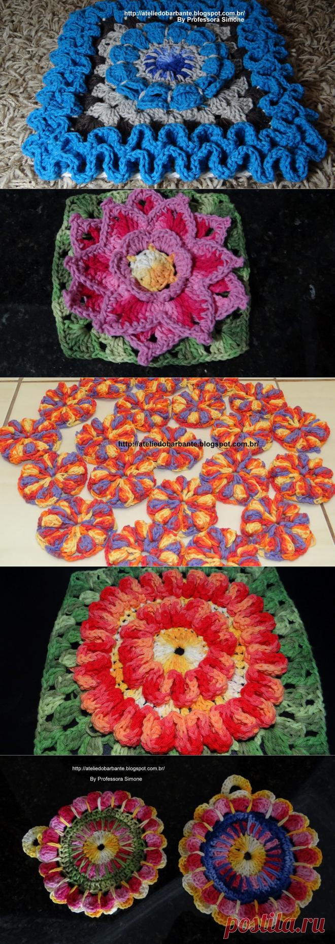 Цветочные мотивы крючком , видео-уроки.