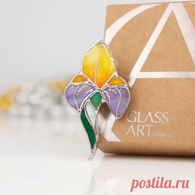 Iris vidrieras planta pin Regalo del Día de las Madres Joyería de disfraces Joyería de vidrieras de flores Broche elegante - Etsy Chile