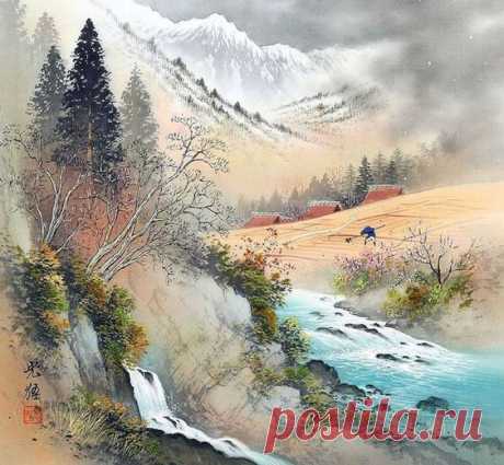 Картины современного японского художника Коукеи Кодзима (Koukei Kojima) в стиле «сансуй».