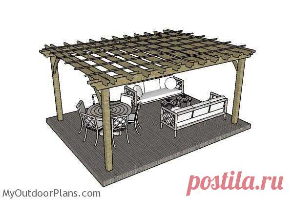 12x16 Пергола планы | MyOutdoorPlans | Бесплатные планы Деревообработка и проекты, DIY Shed, Деревянные Playhouse, Пергола, Bbq