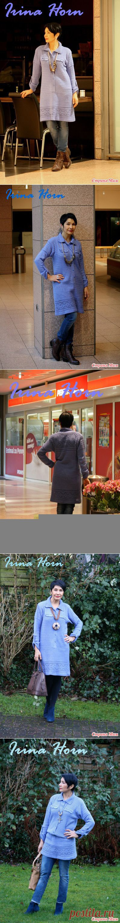 Платье-рубашка крючком от Ирины Хорн.