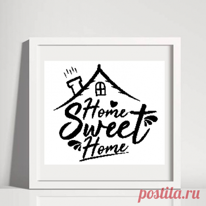 Cross stitch pattern Home sweet home Monochrome embroidery Digital PDF file - Shop RomanovaCrossStitch Logos & Patterns - Pinkoi