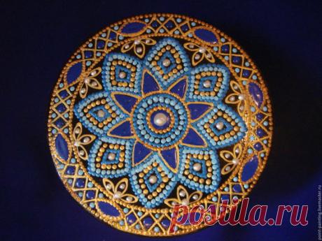 Купить шкатулка &quot;Кобальтовое очарование&quot; с точечной росписью - тёмно-синий, деревянная шкатулка, шкатулка для украшений