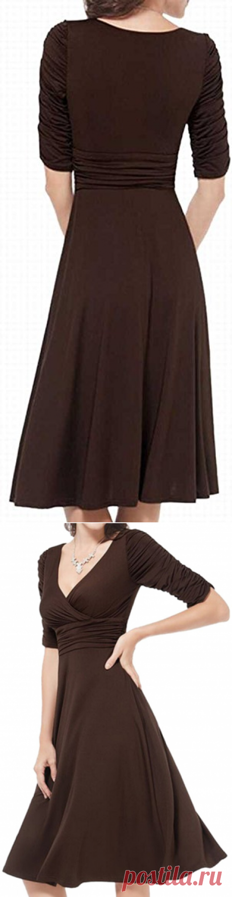 NQ Women's Sexy V-Neck Solid Color Slim Dress at Amazon Women’s Clothing store: