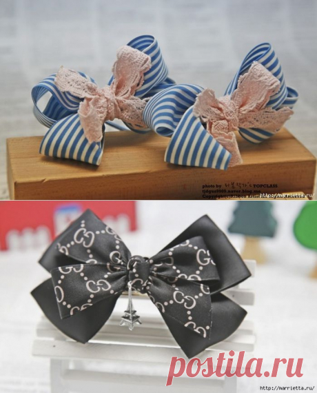 Аксессуары к школе - бантик-бабочка из ленточек