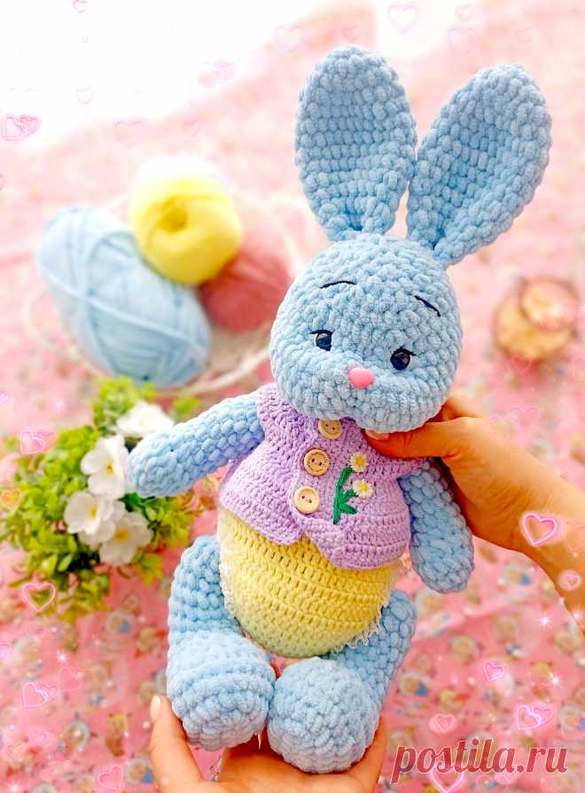 PDF Зайчик Миу крючком. FREE crochet pattern; Аmigurumi toy patterns. Амигуруми схемы и описания на русском. Вязаные игрушки и поделки своими руками #amimore - большая зайка из плюшевой пряжи, плюшевый заяц, зайчик, кролик, зайчонок, крольчонок.