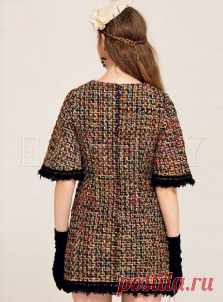 Dresses | Shift Dresses | Houndstooth Tassel Fake Pocket Half Shift Dress