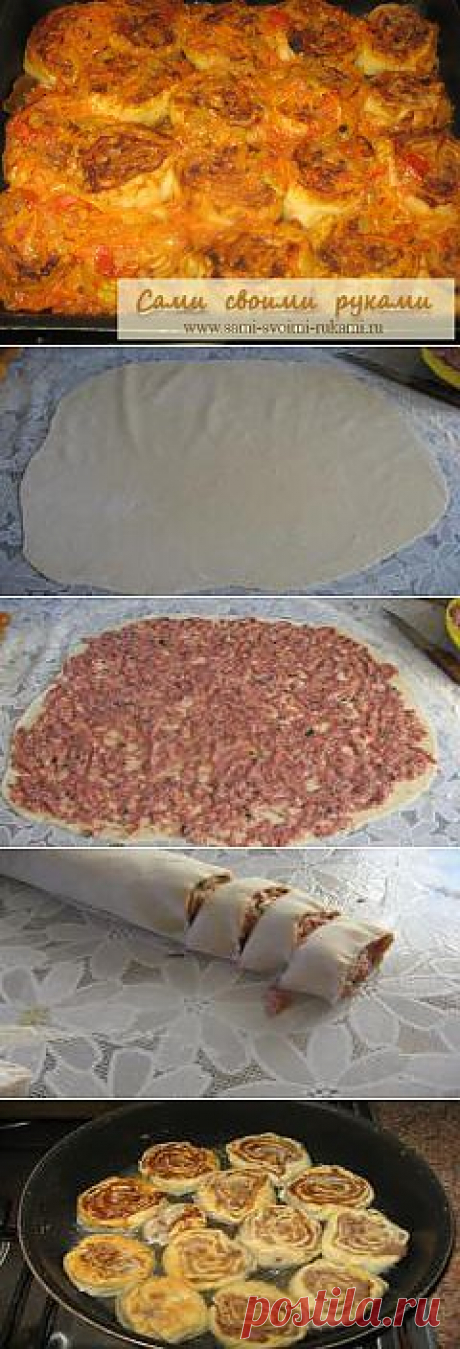 Рулетики с фаршем из пельменного теста - рецепт | Сами своими руками