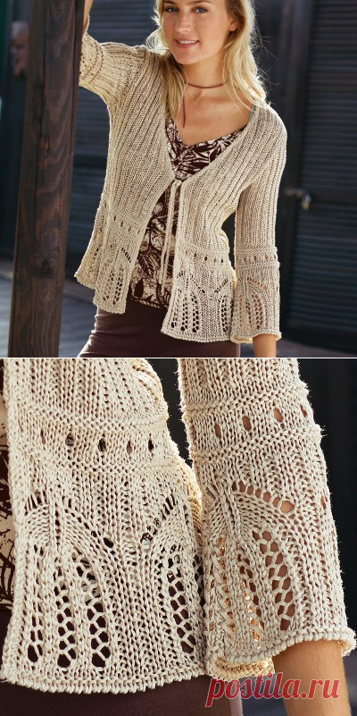 Летний женственный кардиган спицами