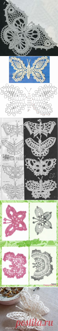 Вязание крючком - Бабочки крючком - Подборка из 38 схем