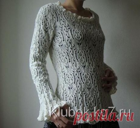 Ажурный лебедь из страны Басё: парадный пуловер | Клубок