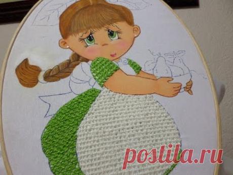 Bordado Fantasía  Niña Fruta Pera