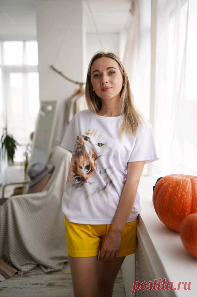 Трикотажная пижама с котиком.