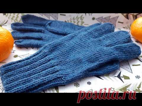 Простейшие мужские перчатки спицами
