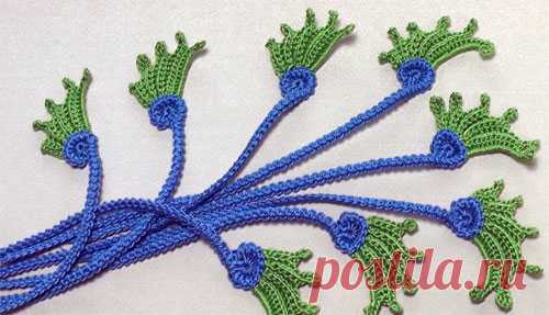 Ирландское кружево. Мотив «лист-бутон» Мастер-класс на видео. Учимся вязать крючком красивый мотив для ирландского кружева «лист-бутон» на шнуре-гусеничка.…