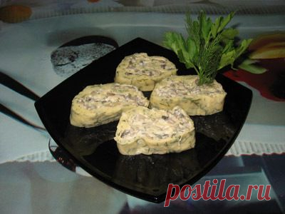 Сырный рулет с грибами, луком и укропом. - Пальчики оближешь - Группы Мой Мир