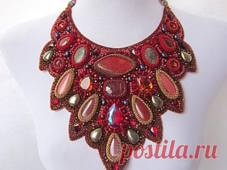 МК по вышивке колье &quot;Королева осени&quot; - Ярмарка Мастеров - ручная работа, handmade