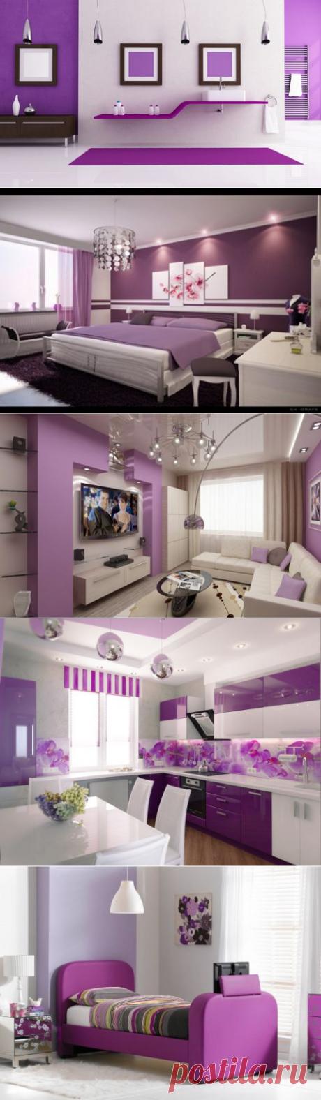 Фиолетовый цвет в интерьере | Ремонт квартиры своими руками