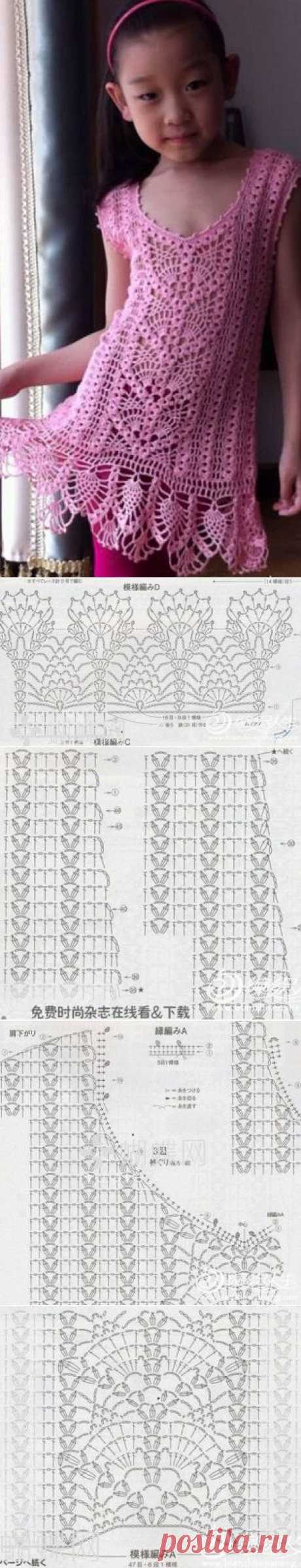 Ажурное платье для девочки крючком