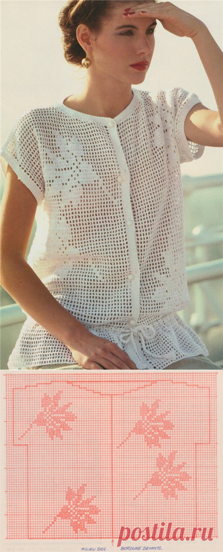 Кофточка в филейной технике крючком. Схема