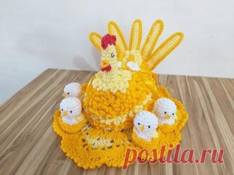Galinha de crochê com pintinhos/2°PARTE