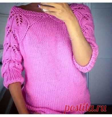 Стильный пуловер спицами. Больше здесь http://labhousehold.com/stylish-pullover-spokes.html