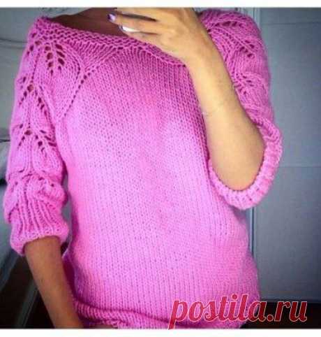 Стильный пуловер спицами. Больше здесь https://labhousehold.com/stylish-pullover-spokes.html