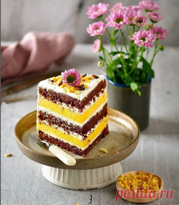 Торт «Шоколад - Манго» 🎂🍫🥭

 🍫Бисквит шоколадный:
Ингредиенты
Мука 190 г
Какао 40 г
Сода 2/3 чл
Разрыхлитель 0,5 чл
Сахар 180 г
Ванильный сахар 20 г
Соль 0,5 чл
Теплое молоко 210 г
Яйцо 2 шт (категория С2)
Мягкое сливочное масло 45 г
Растительное масло 45 г
Приготовление:
Разогреть духовку до 160 градусов.
Взбить сливочное масло сахаром и солью. Добавить яйца и растительное масло, взбить.
Отдельно просеять муку, какао, соду и разрыхлитель.
Добавить к маслу частями суху...