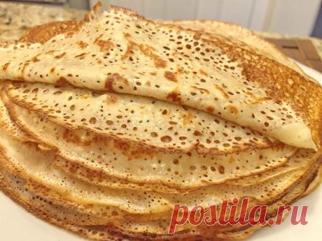 Рецепт тонких блинов с дырочками на ряженке