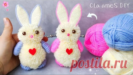 🐰 Super Easy Cute Bunny Making Idea ❤️ DIY Rabbit Symbol 2023 with Yarn🐰 Woolen Bunny Making at Home