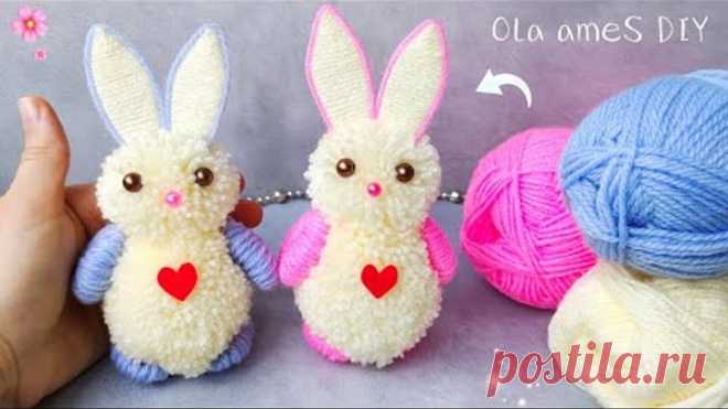 🐰 Super Easy Cute Bunny Making Idea ❤️ DIY Rabbit Symbol 2023 with Yarn🐰 Woolen Bunny Making at Home