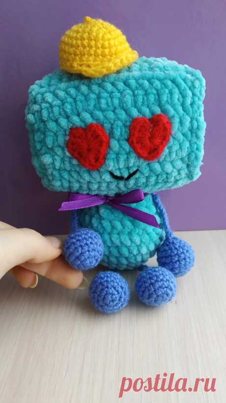 PDF Робот Колян крючком. FREE crochet pattern; Аmigurumi toy patterns. Амигуруми схемы и описания на русском. Вязаные игрушки и поделки своими руками #amimore - плюшевый робот, игрушка из плюшевой пряжи.