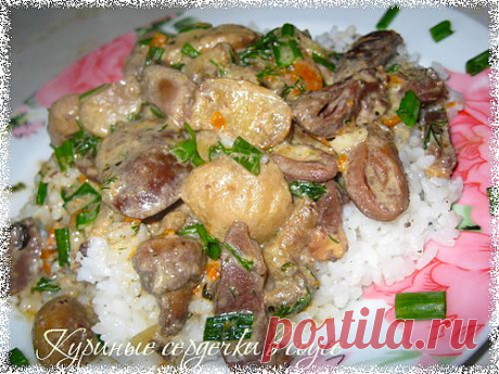 Куриные сердечки в соусе - Готовим сами